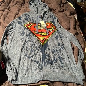 Vintage Superman Man of Steel Zip Up Sweatshirt